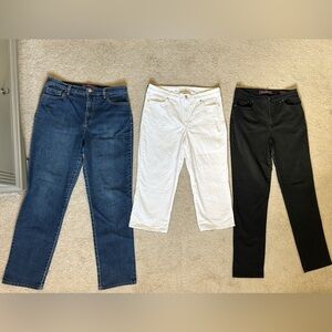 3 Pairs Gloria Vanderbilt Blue White Black Denim Amanda Jeans Size 10
